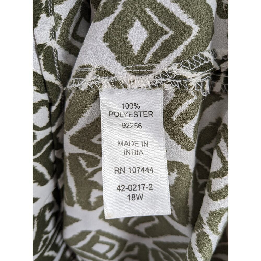 Jessica London Long Tunic 18W Green White Geometric Print‎ Relaxed Full Coverage - Picture 5 of 9